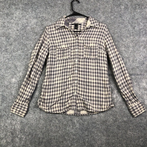 Lucky Brand Top Women's Small Long Sleeve Button Up Plaid Western Casual - Picture 1 of 7